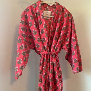 Printfresh + ANTHROPOLOGIE Poinsettia Floral Robe L/XL